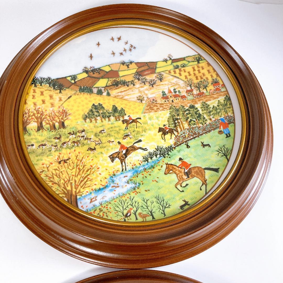 ピッカード PICKARD 四季 絵皿 額縁付き　春・夏・秋・冬・海外品　☆