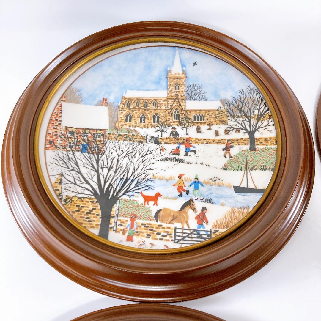 ピッカード PICKARD 四季 絵皿 額縁付き　春・夏・秋・冬・海外品　☆