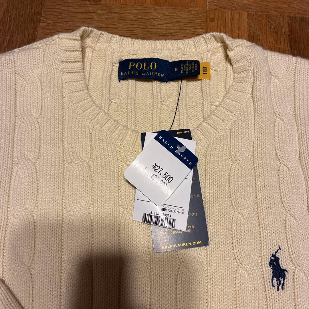 新品未使用　Ralph Lauren ケーブルニットセーター M アイボリー