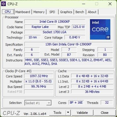 【確認済】intel Core i9-13900KF SRMBJ GA1700