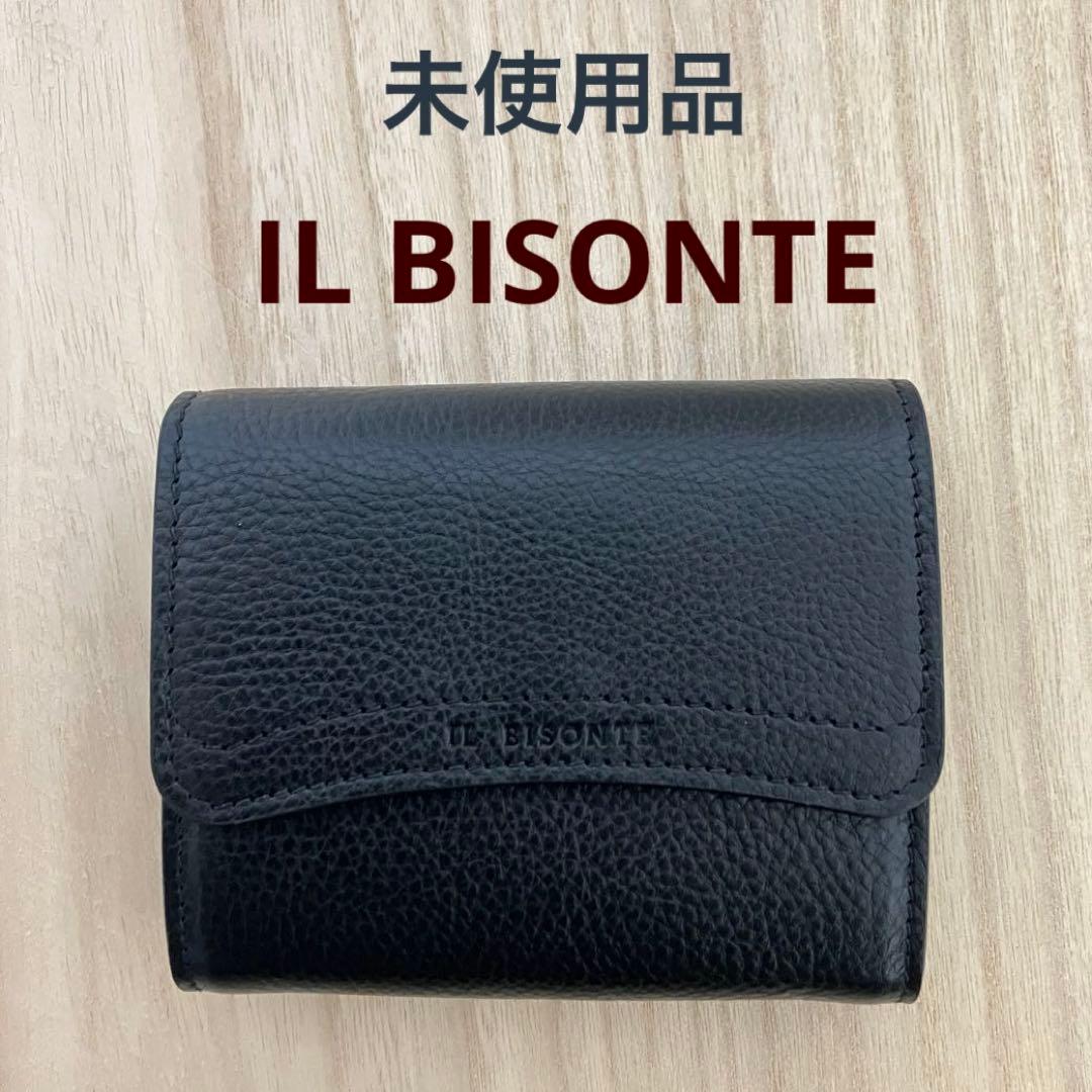 【未使用】IL BISONTE イルビゾンテ 折り財布 黒ミニ財布 本革