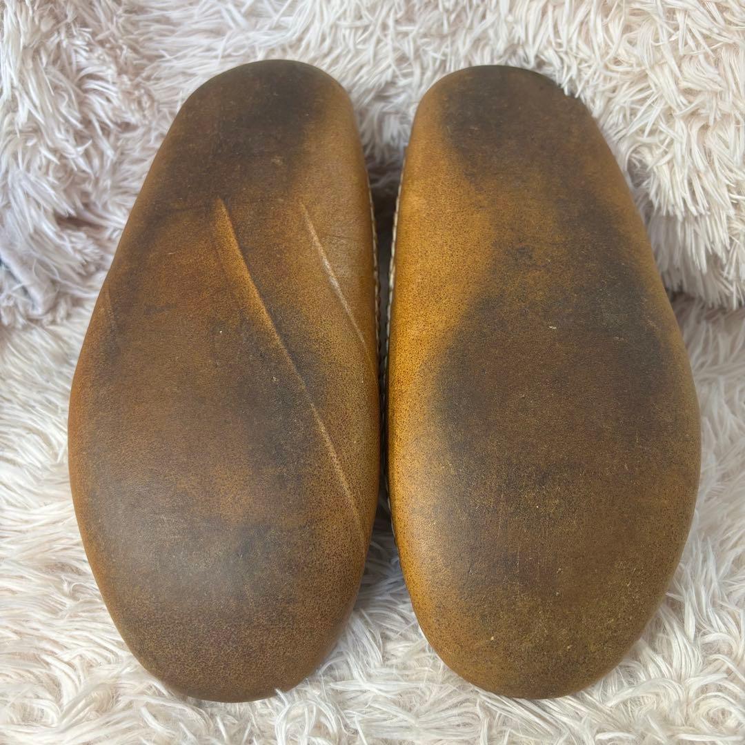 美品 モカシン　ブーツ　レザー　サイズ9 3ホール　ブラウン　シボ加工
