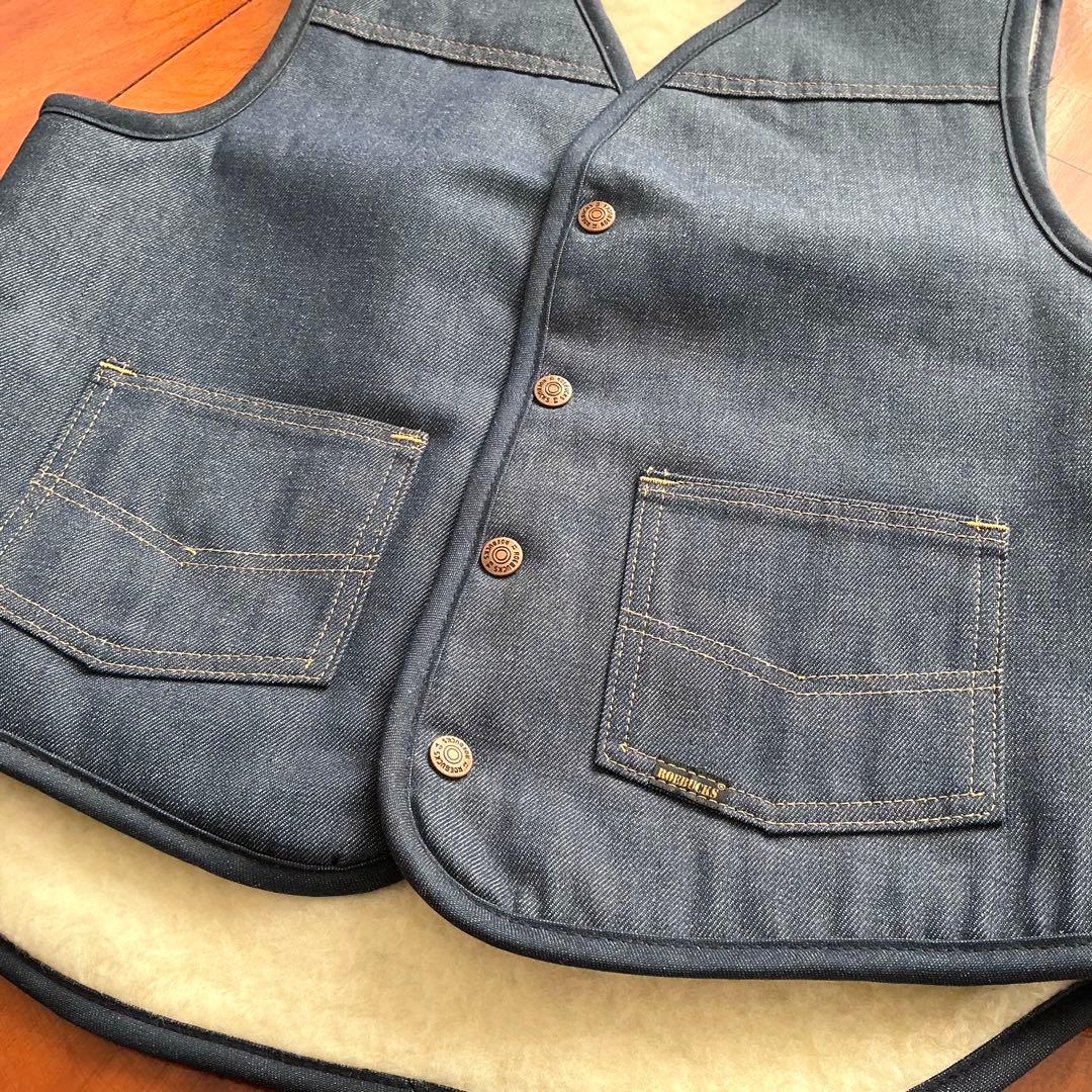 希少 未使用美品70s ROEBUCKS デニム ボアベストシアーズ sizeM