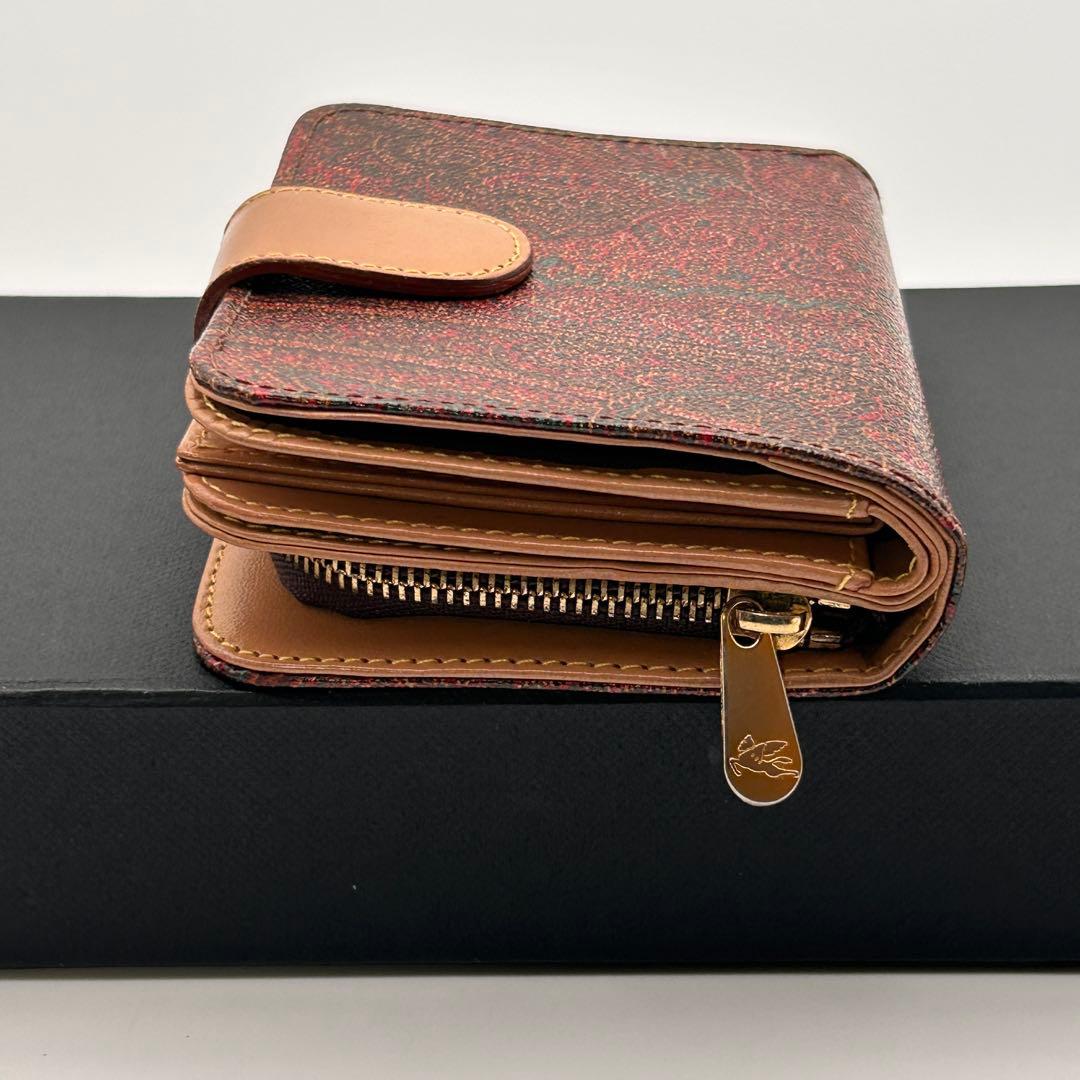 ✨美品✨ ETRO エトロ 二つ折り財布 レザー ラウンドファスナーペイズリー柄