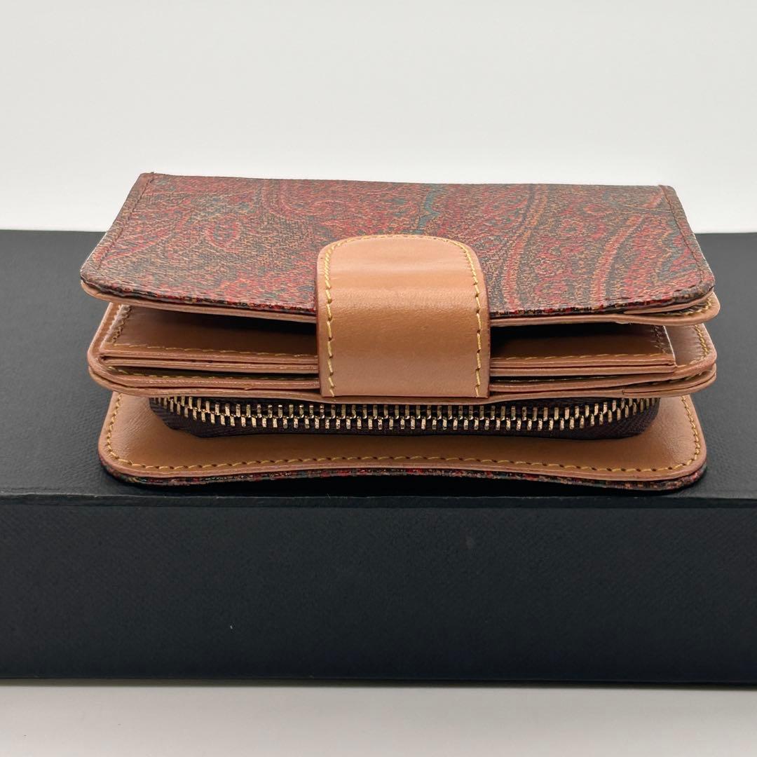 ✨美品✨ ETRO エトロ 二つ折り財布 レザー ラウンドファスナーペイズリー柄