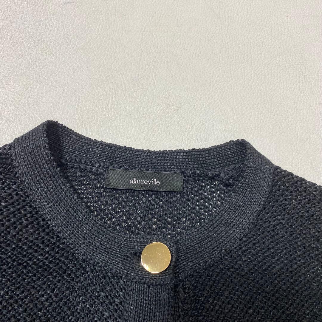 美品 allureville 金ボタン カノコメッシュクルーカーディガン