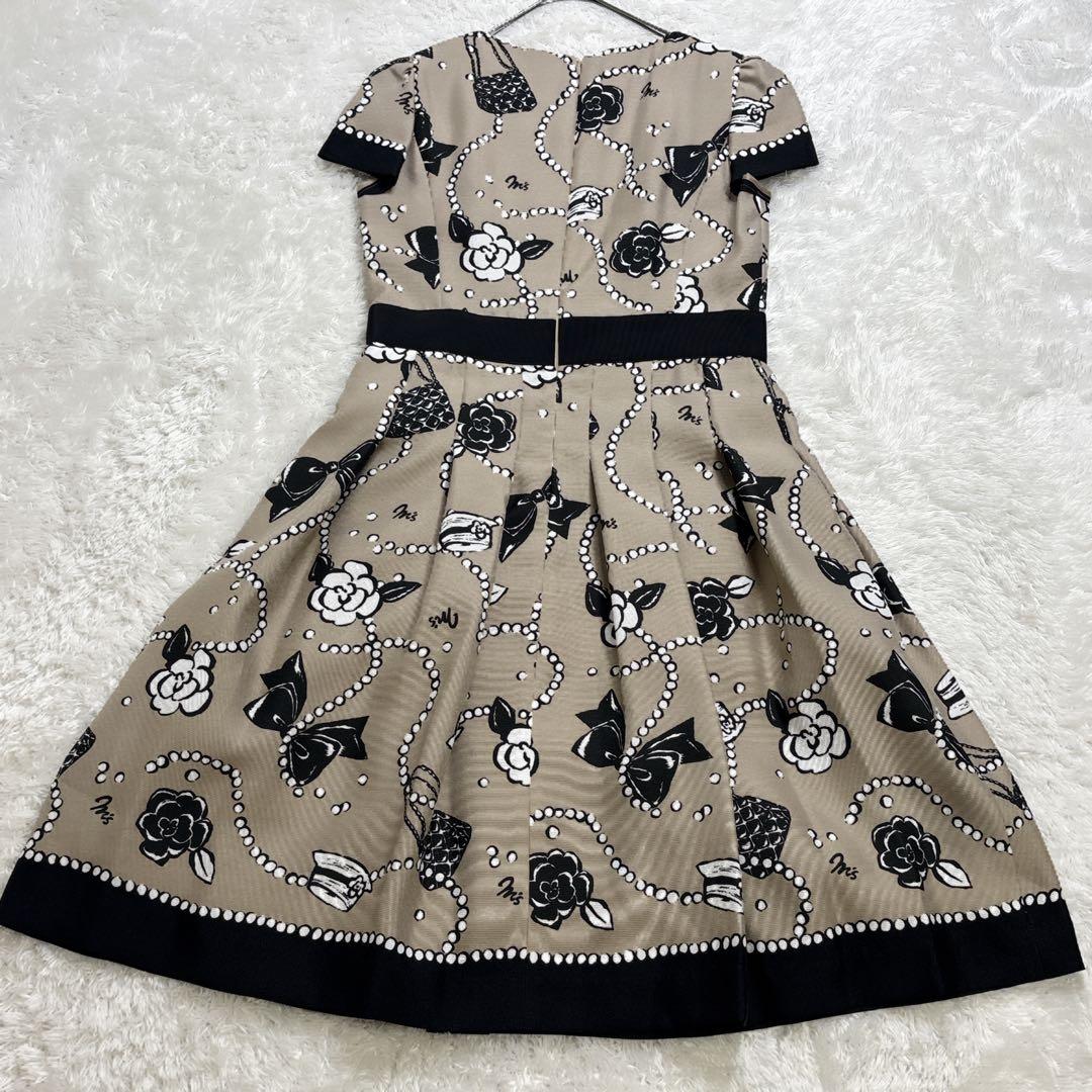 ✨M'S GRACY✨ ワンピース 40 花柄 リボン フレア 半袖 上品