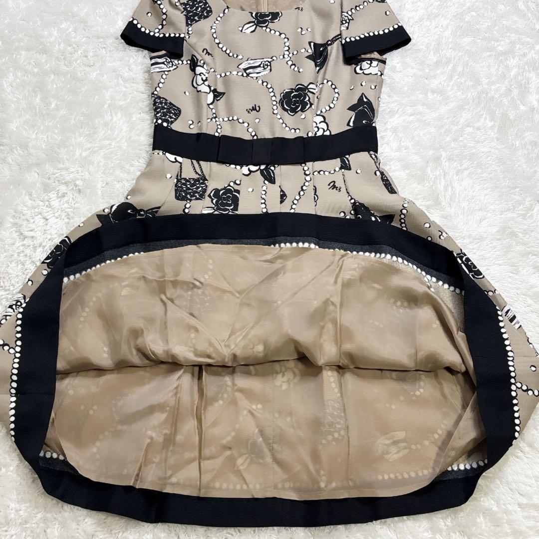 ✨M'S GRACY✨ ワンピース 40 花柄 リボン フレア 半袖 上品