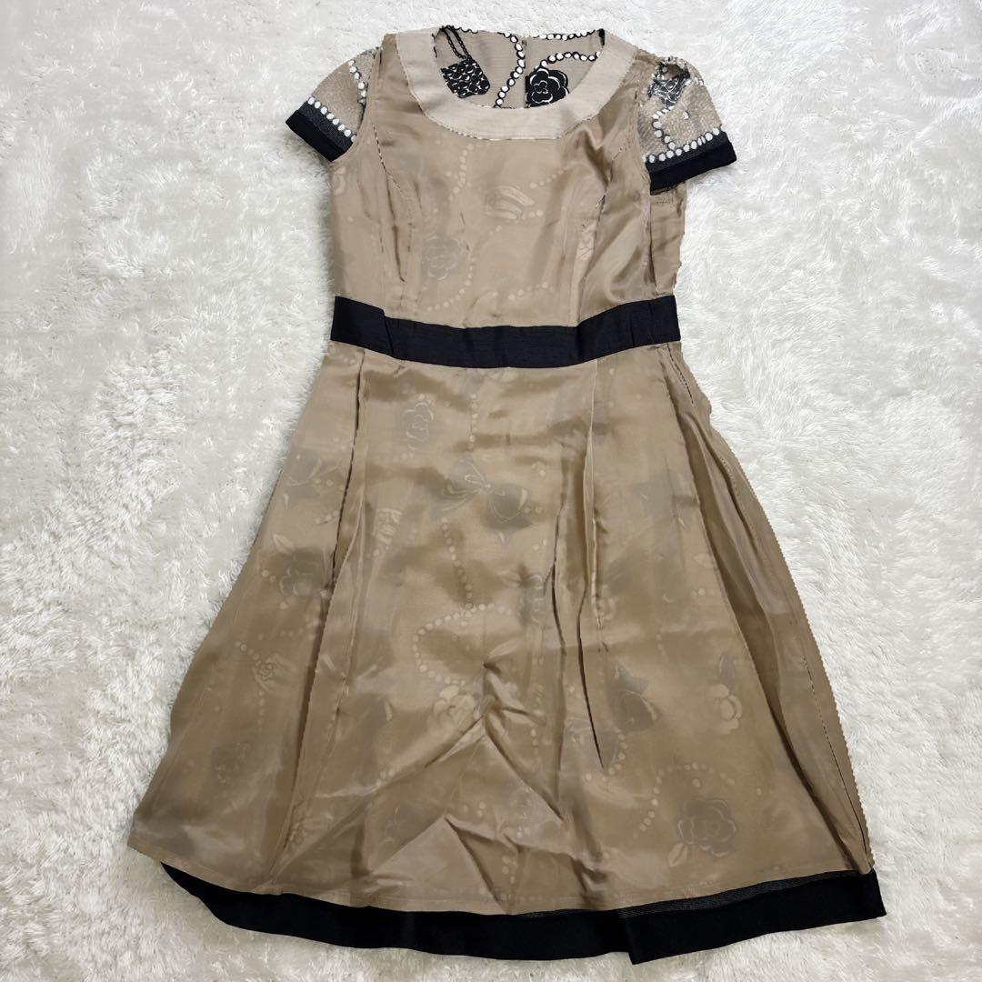 ✨M'S GRACY✨ ワンピース 40 花柄 リボン フレア 半袖 上品