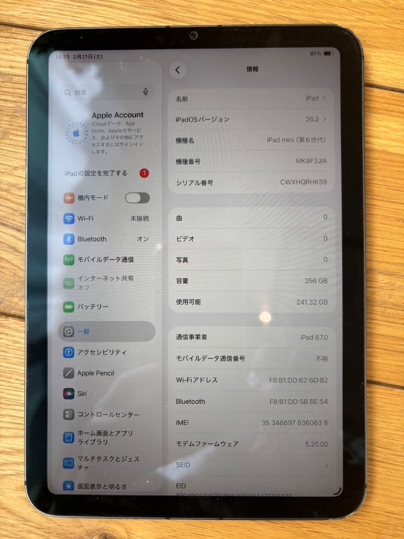 iPad mini 第6世代 Wi-Fi＋Cellular 256GB グレイ