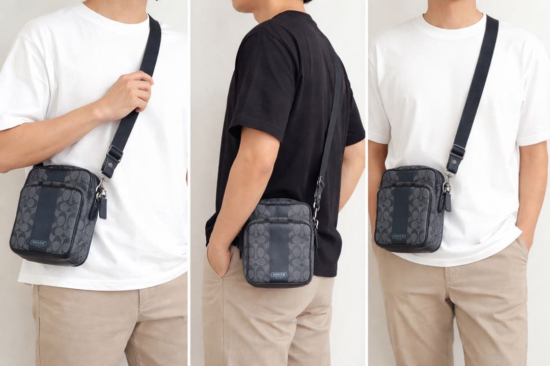 COACH ショルダーバッグ ヘリテージ　シグネチャー ネイビー