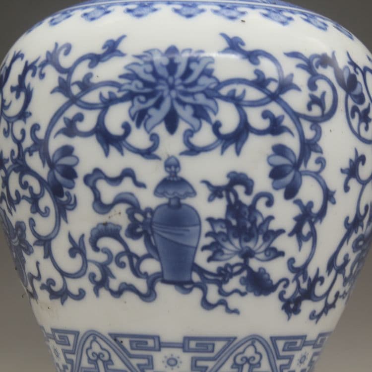 清康熙鯖山水冬瓜瓶 景徳鎮 陶磁器 装飾品 現代工芸品 美術品 置物