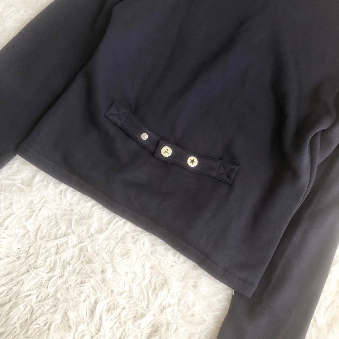 希少 アニエスベー カシミヤ混 プレッションカーディガン Vネック 裏起毛 紺