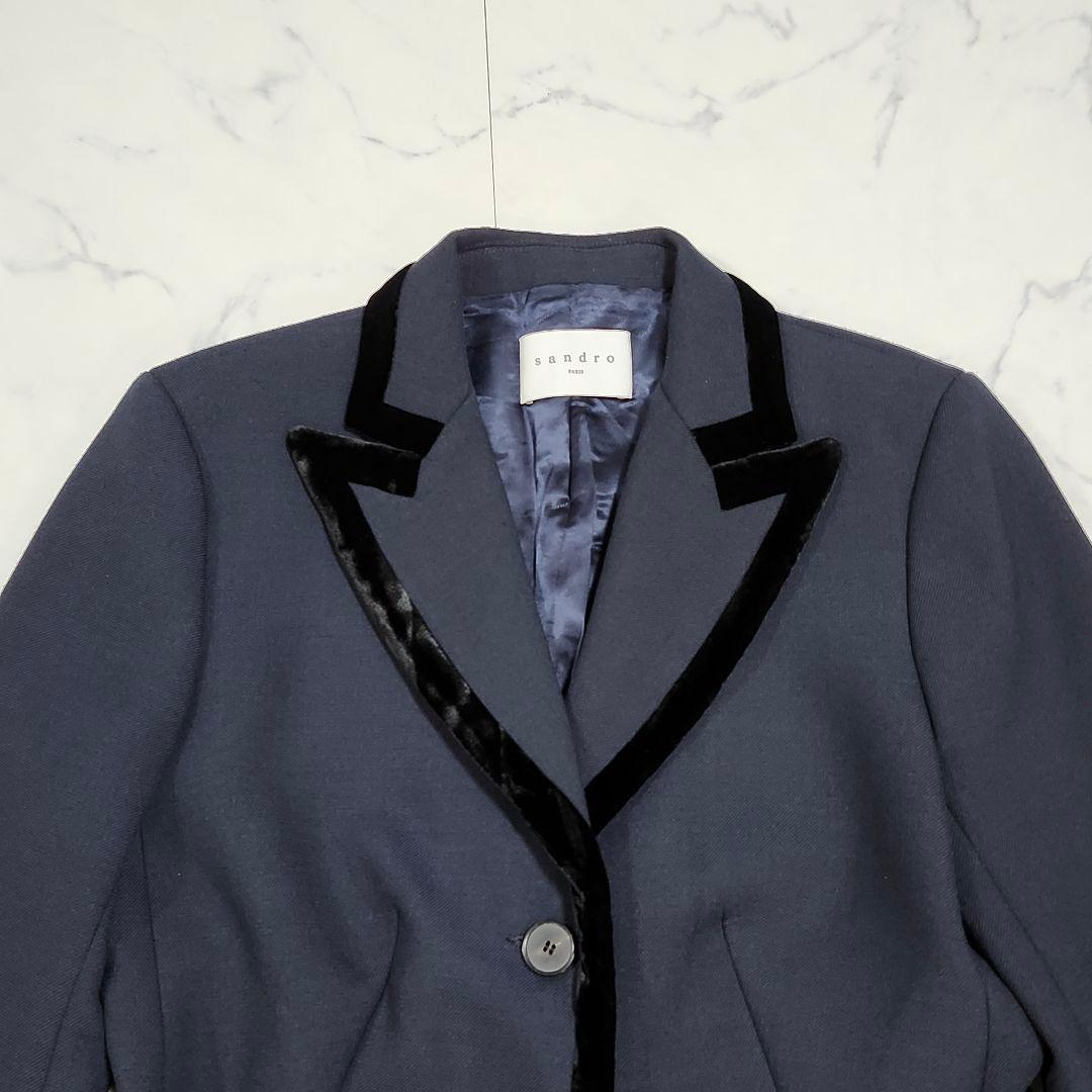 サンドロ　Veste Marine Blazer　テーラードジャケット　ベロア