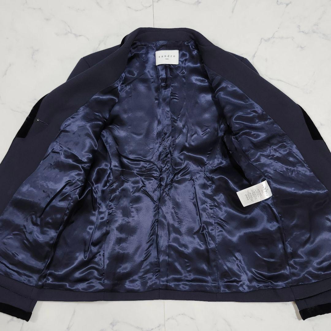サンドロ　Veste Marine Blazer　テーラードジャケット　ベロア