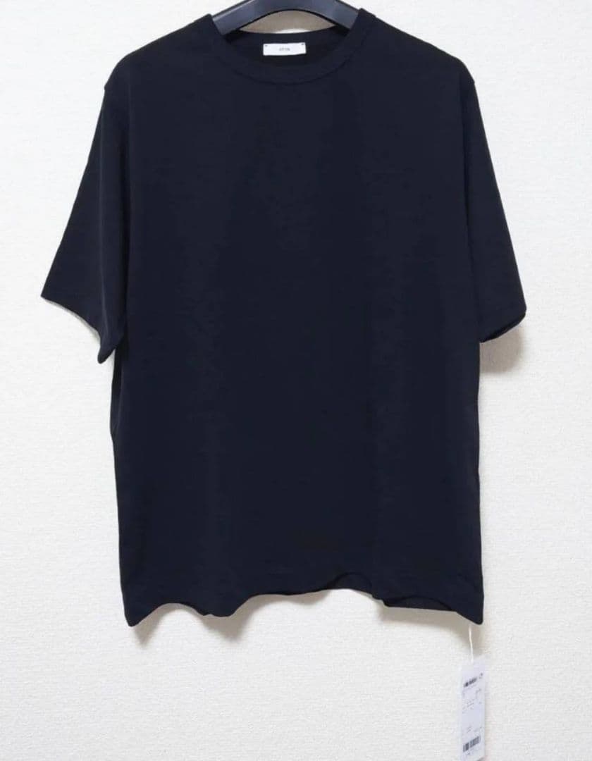 新品 ATON エイトン ドライコットン Tシャツ 黒 02 S
