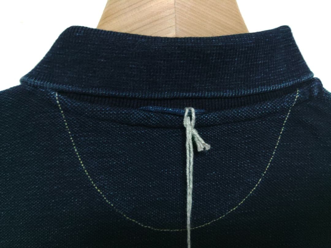 45R タグ付きＭポロシャツ インディゴカノコ シーホース刺繍 長袖