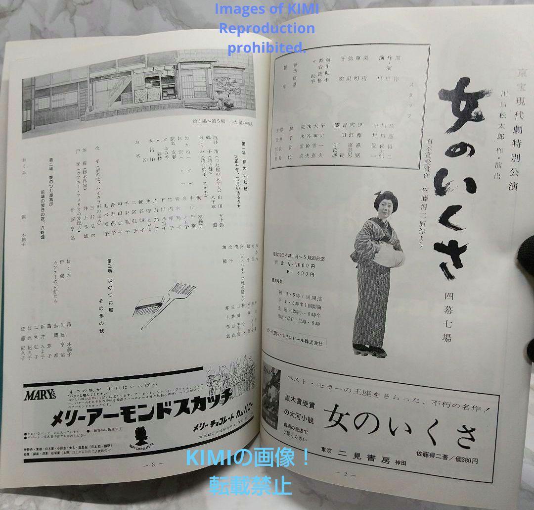 希少 映画パンフ 女のいくさ 東宝現代劇特別公演 芸術座 昭和 昭和1964年