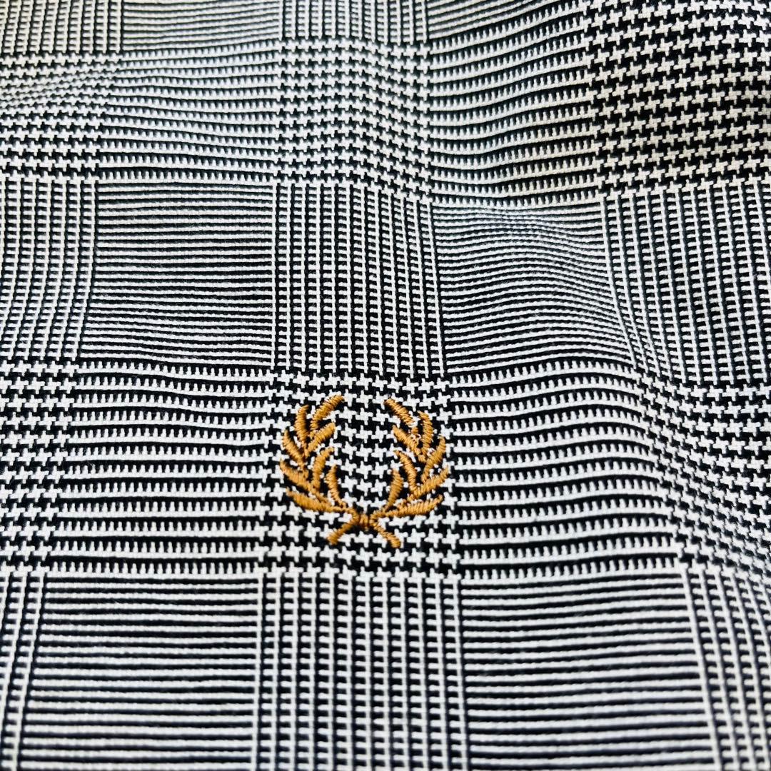 フレッドペリー ハリントンジャケット グレンチェック 刺繍ロゴ 【M】金