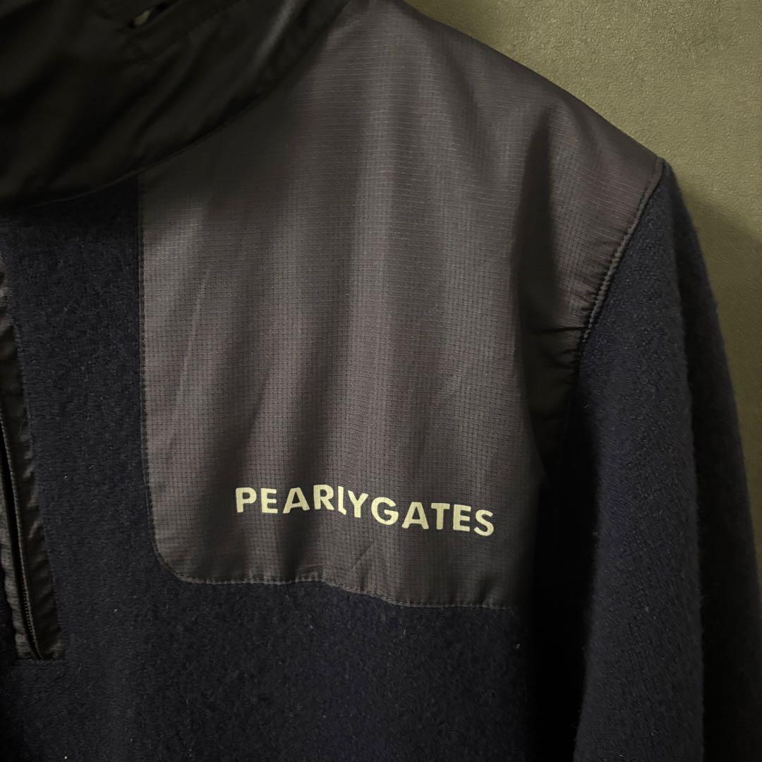 PEARLY GATES ハーフジップニット LL 羊毛×カシミヤ ネイビー