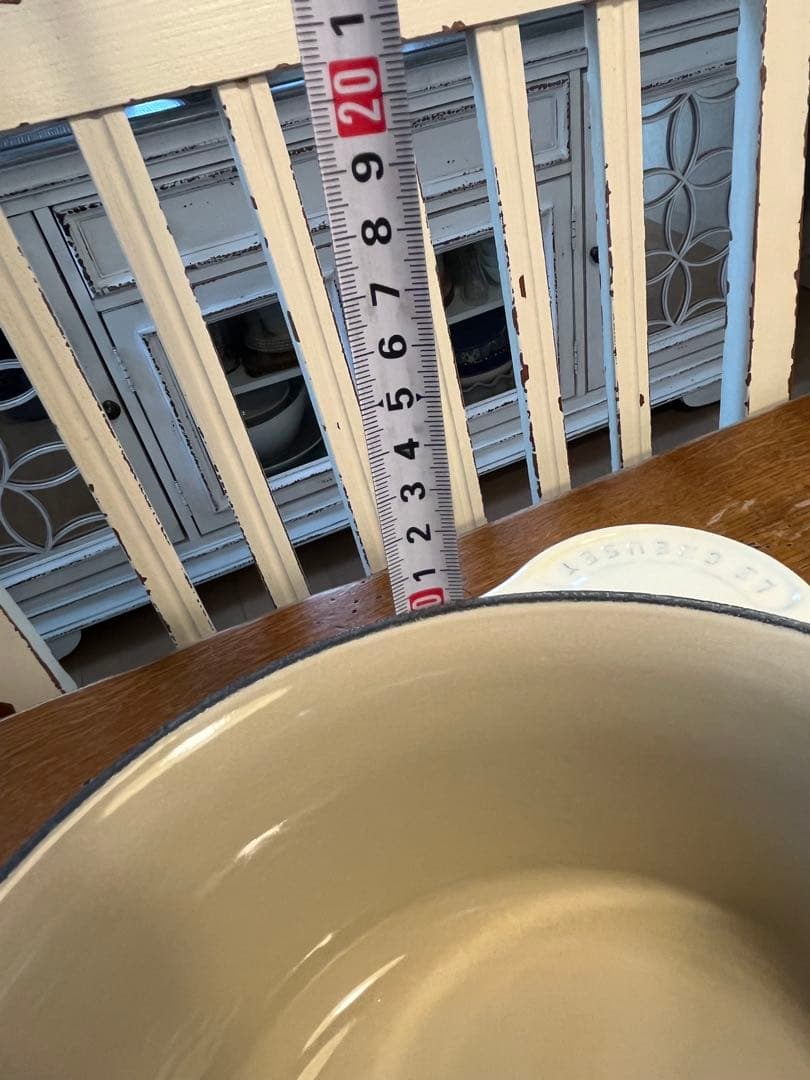 Le Creuset 片手鍋 20 蓋付き クリーム色