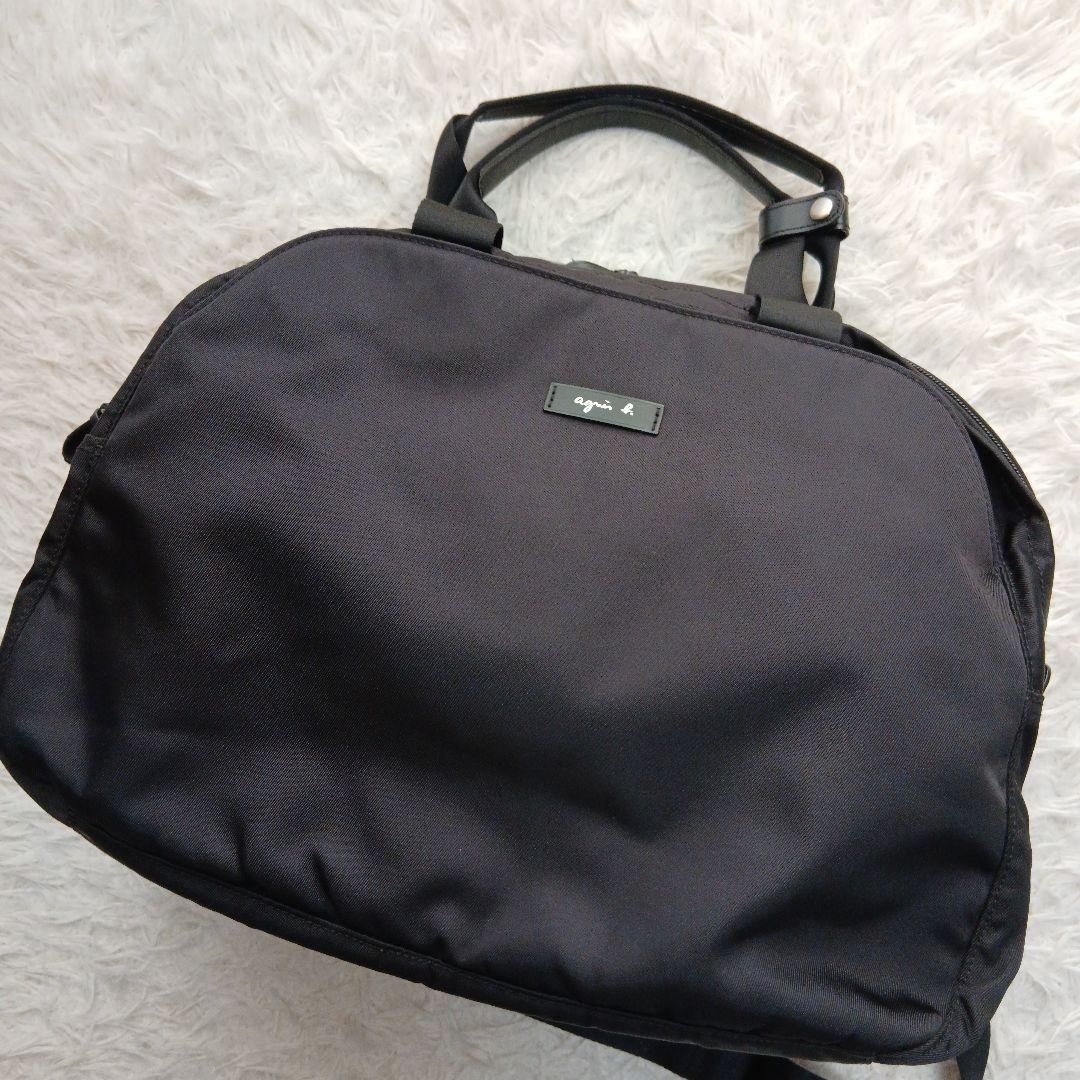 【美品】【agnes b.】2WAY ボストン　ショルダーバッグ　ブラック