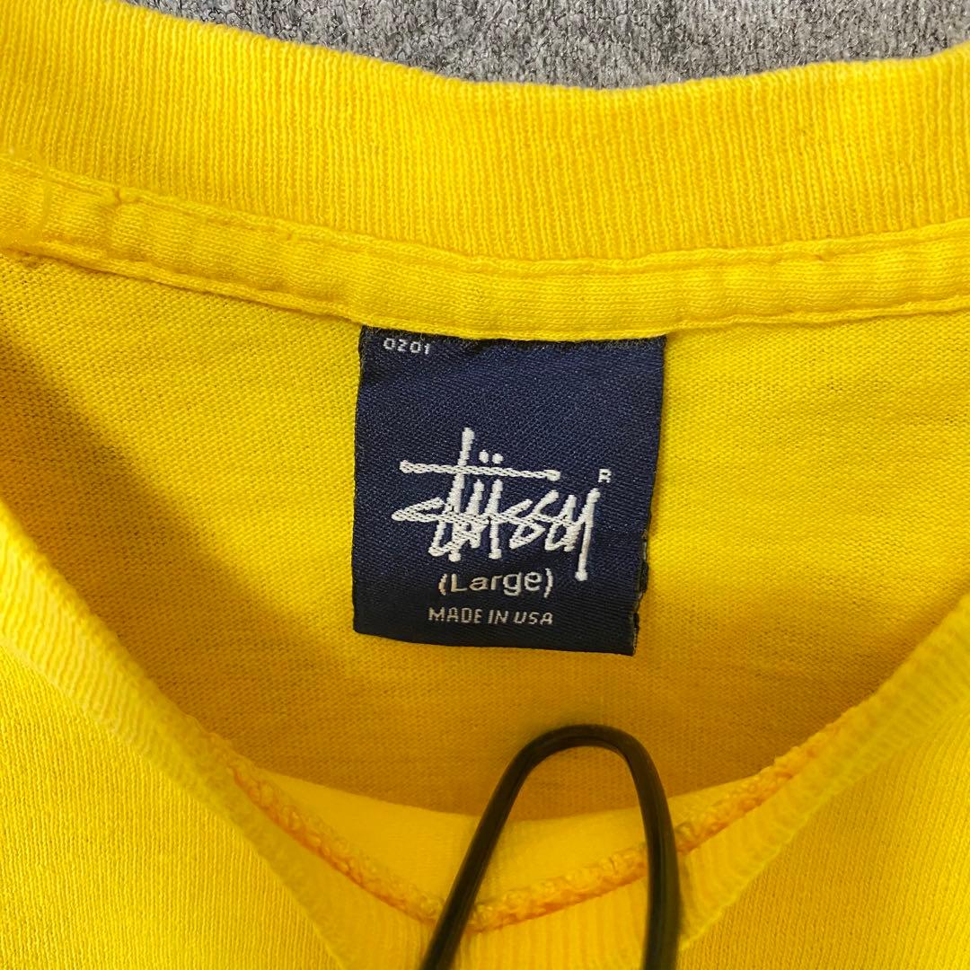 OLD STUSSY 紺タグ 90S Tシャツ イエロー L スプレー缶