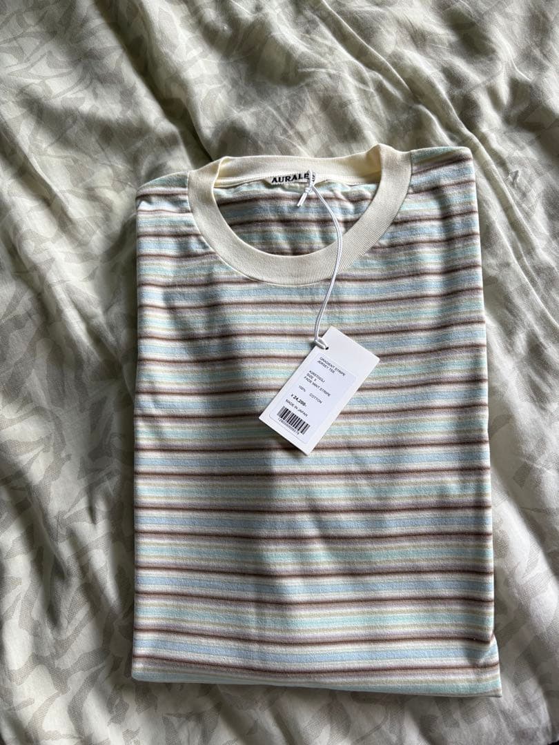 トップス 26SS AURALEE GRADIENT STRIPE JERSEY TEE