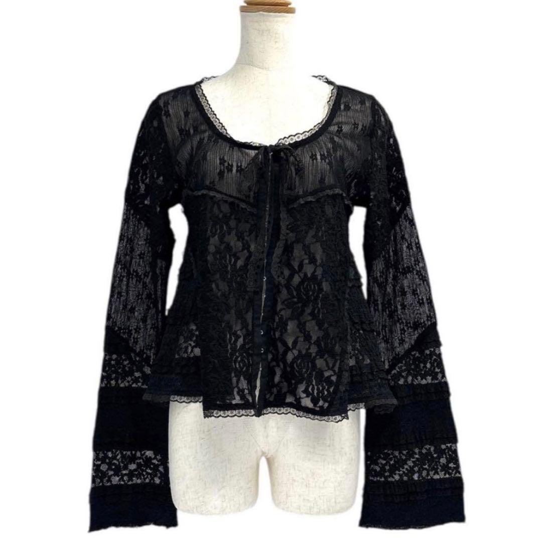 メゾンスペシャルMAISON SPECIALレースドッキングカーディガン　F　黒