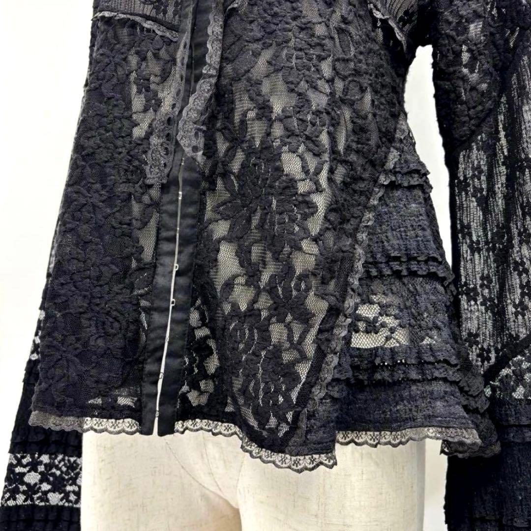メゾンスペシャルMAISON SPECIALレースドッキングカーディガン　F　黒