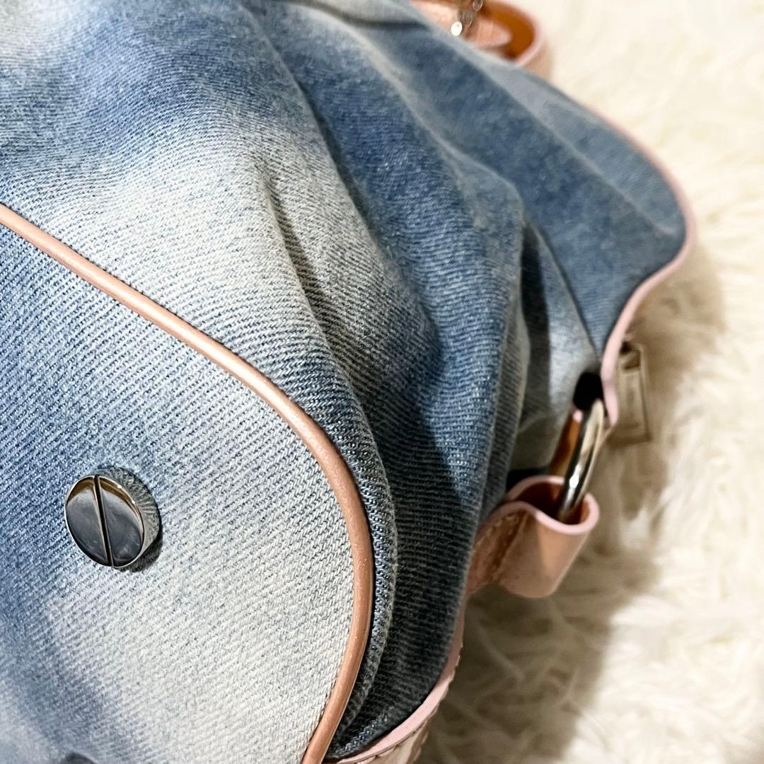 希少 ✨美品 ✨フィリッププレイン　デニム スカル ボストンバッグ ビジュー