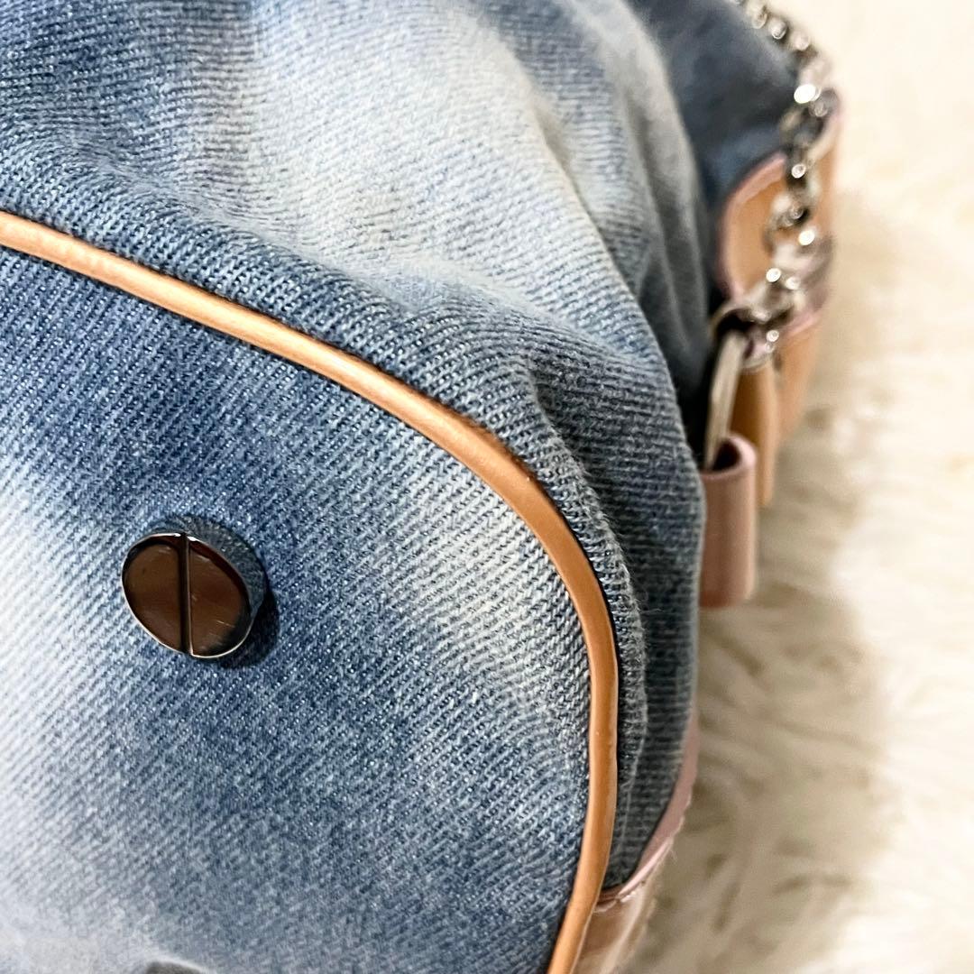 希少 ✨美品 ✨フィリッププレイン　デニム スカル ボストンバッグ ビジュー