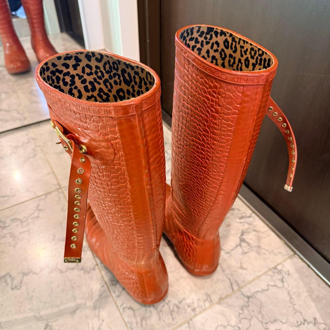 レア★HUNTER Jimmy Choo レインブーツ レッド