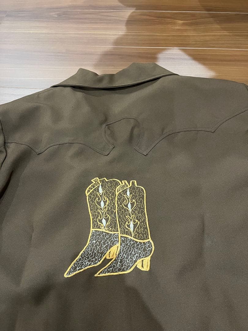 良シルエット　70s ウエスタンジャケット　ポリエステル　ブーツ刺繍