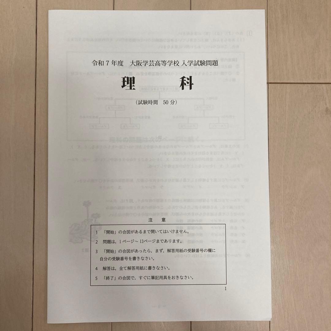 大阪学芸高校赤本 2025年度 過去問 令和7年度 受験用 問題用紙 2017年