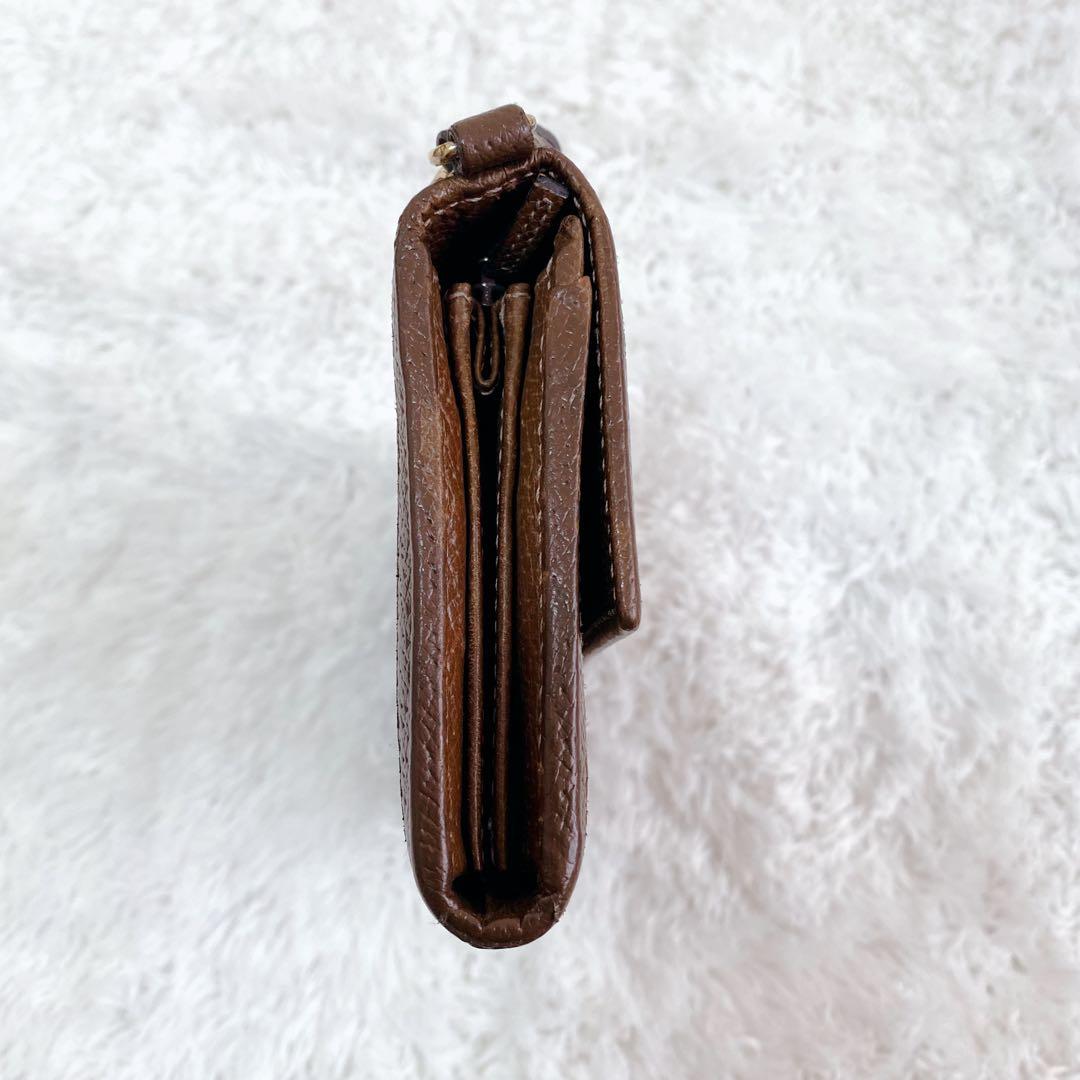 GUCCI グッチ GGキャンバス 二つ折り長財布 ブラウン 茶　レザー