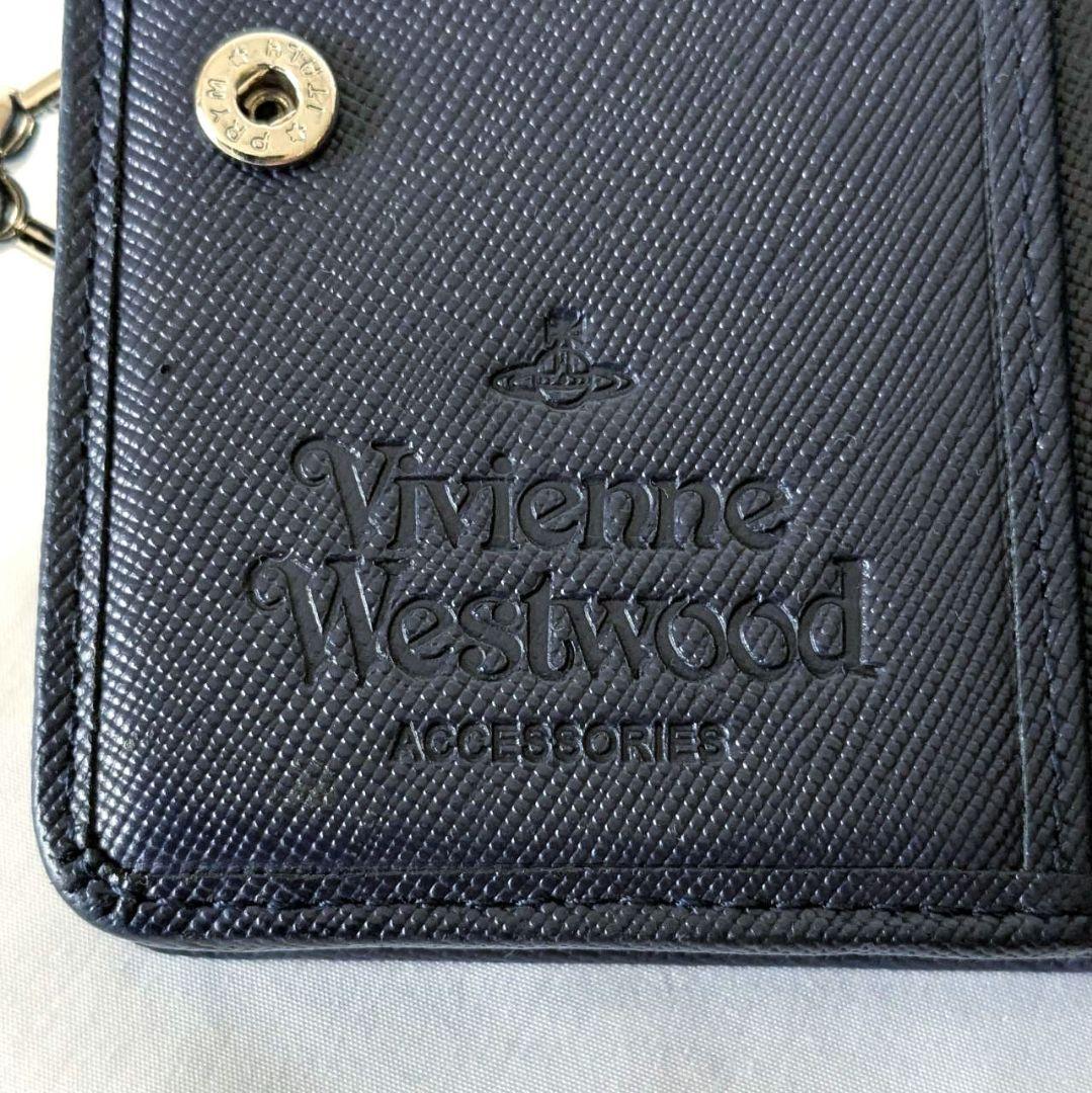 VIVIENNE WESTWOOD がま口 折財布 オーブ ネイビー レザー