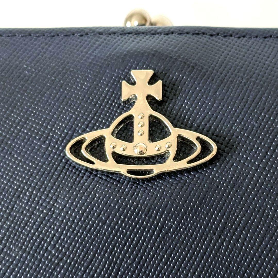VIVIENNE WESTWOOD がま口 折財布 オーブ ネイビー レザー