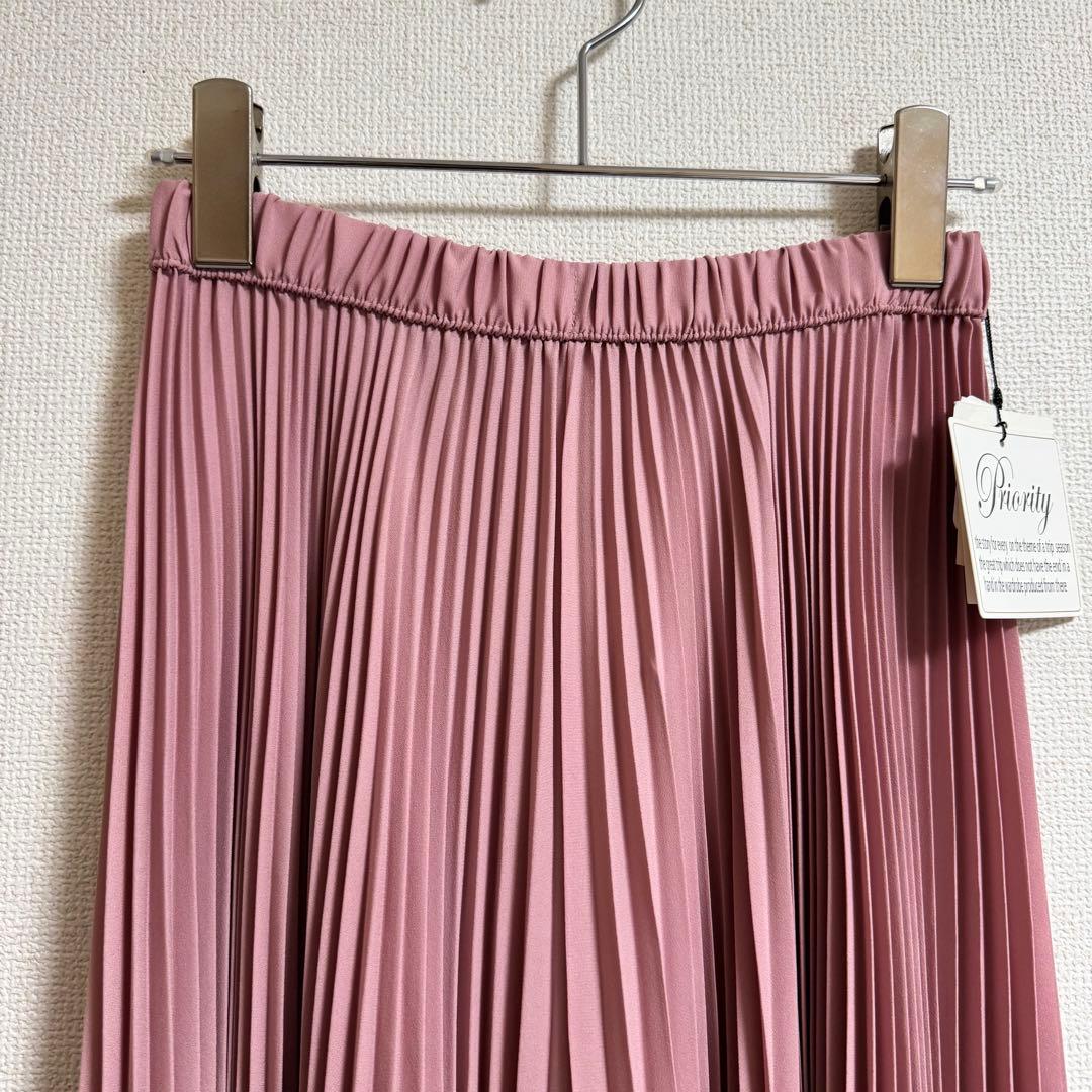 タグ付新品未使用 priority シフォン プリーツガウチョパンツ ピンク