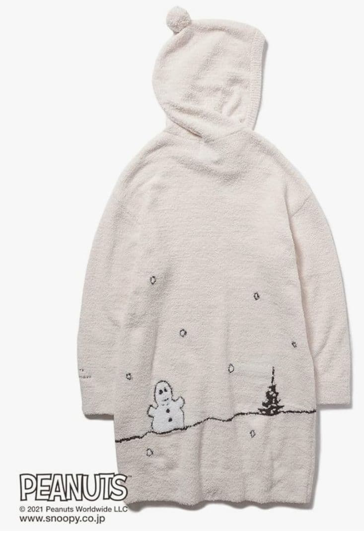 新品ジェラートピケ スヌーピーSNOOPY パネルJQDフードドレス　アイボリー