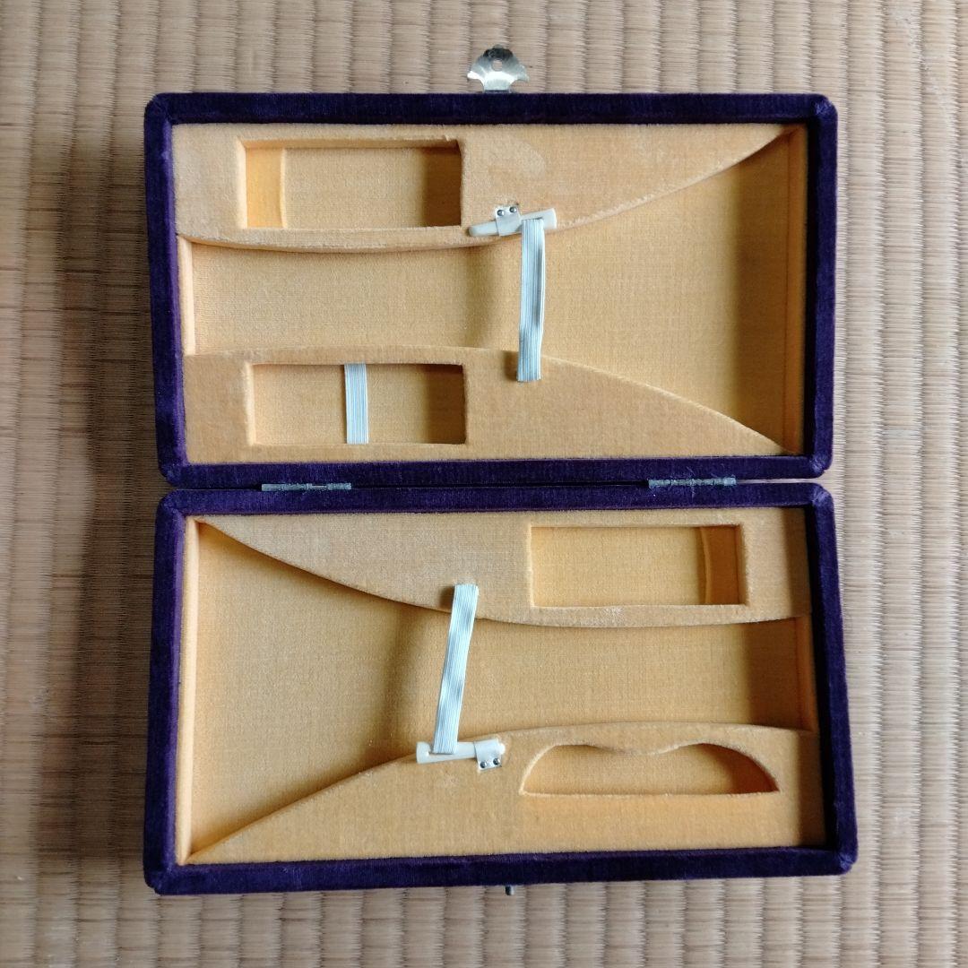 三味線撥ケース　二本収納　紫色