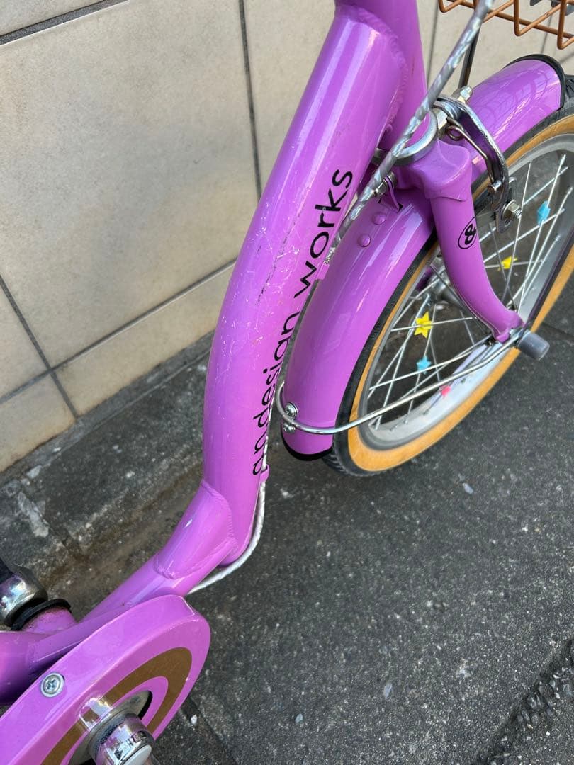 子供用自転車 パープル　紫　16インチ　補助輪付　神奈川・東京　女の子