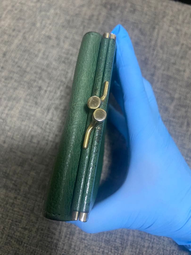 【美品】イルビゾンテ 二つ折り がま口 財布 グリーン