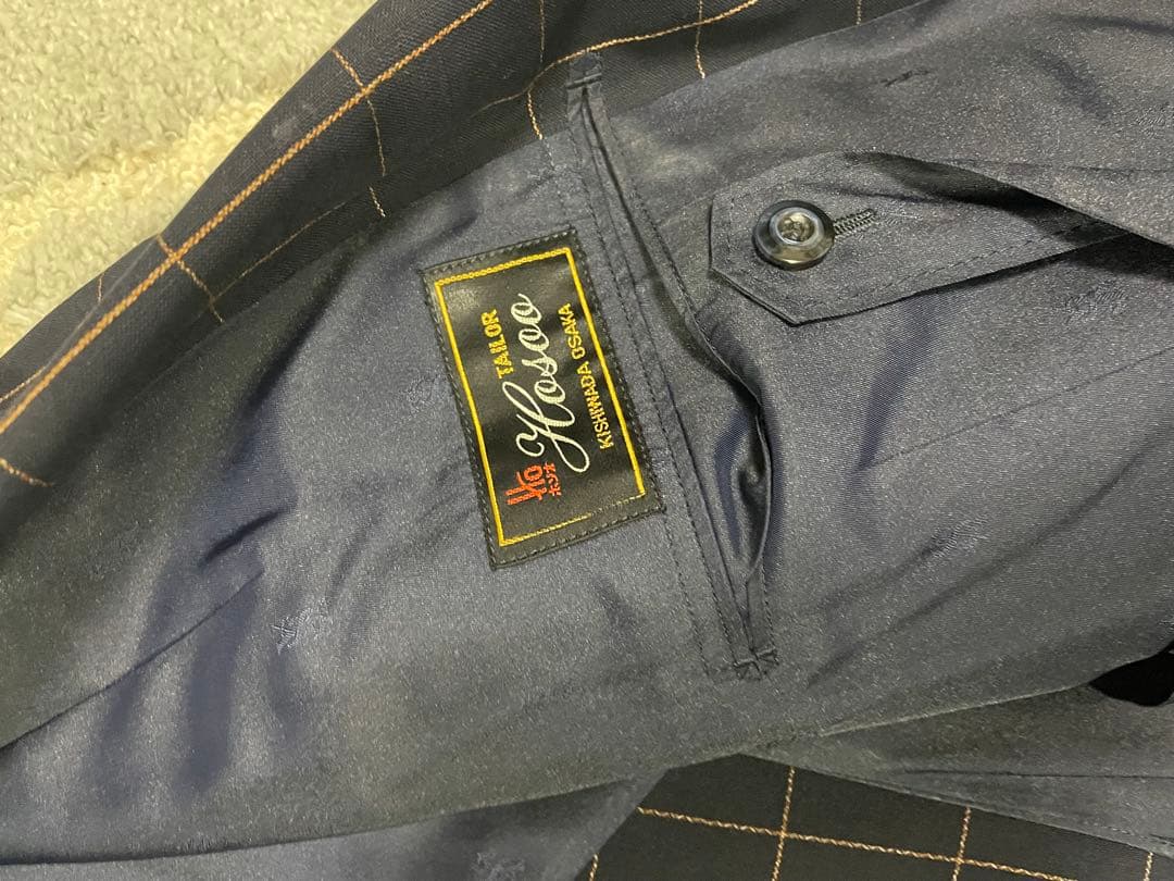 80s archive YSL ネイビー チェック ダブルブレストジャケット