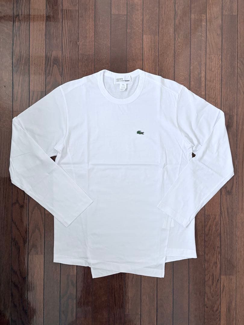 中古美品 コムデギャルソンシャツ×ラコステ ねじれTシャツ 白 XL 送料込