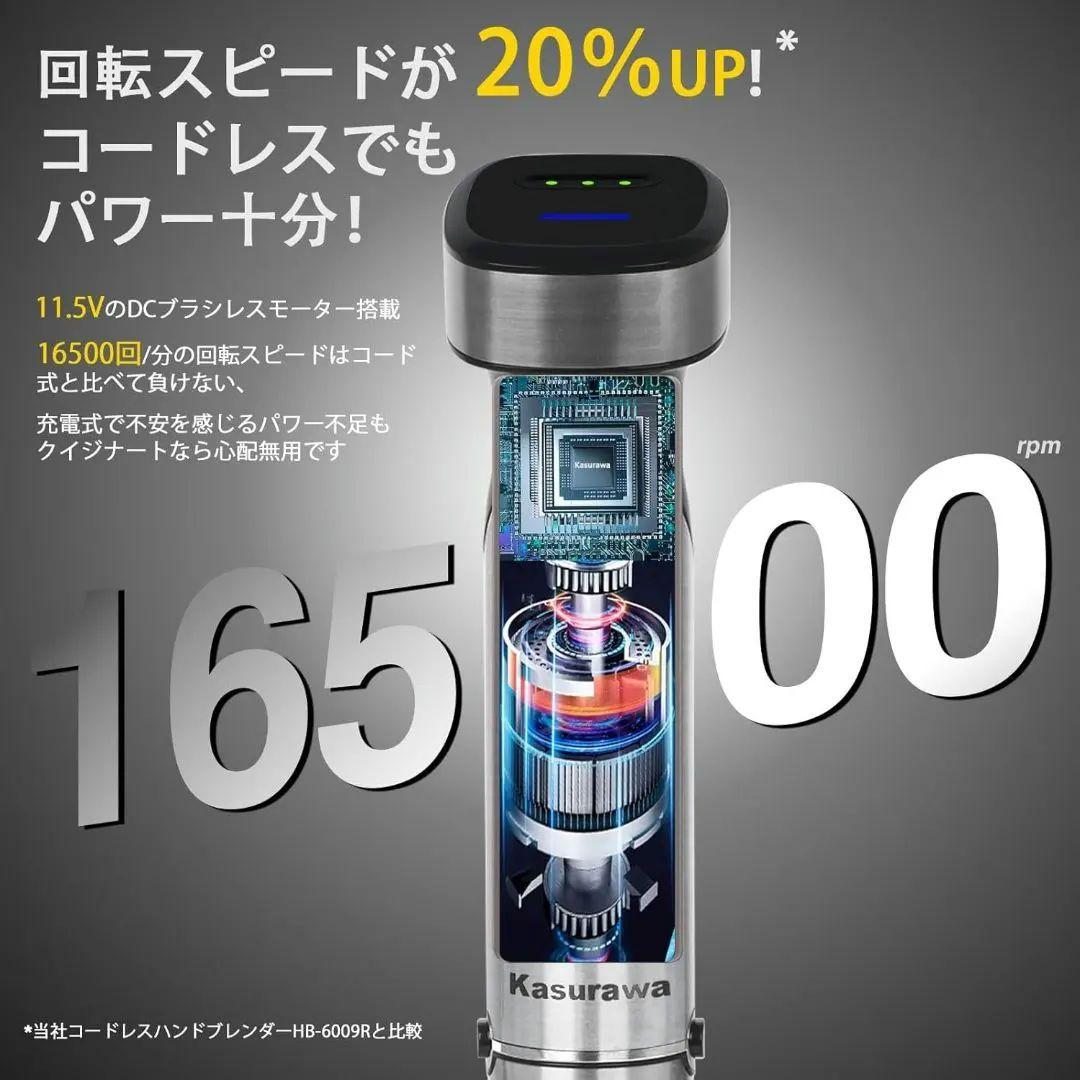 ハンドブレンダー コードレス 強力モーター USB充電式 操作簡単【１台４役】