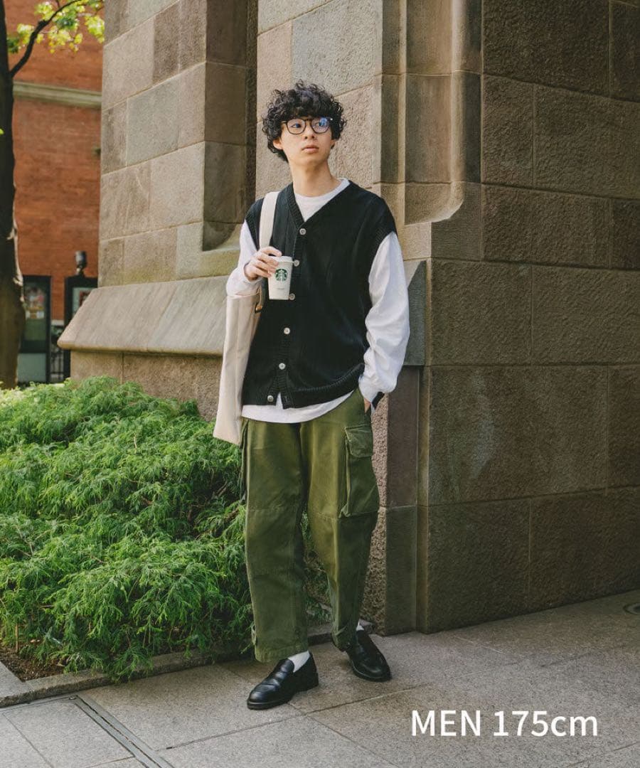 トップス <UNFOLK>Giza cotton vneck knit vest
