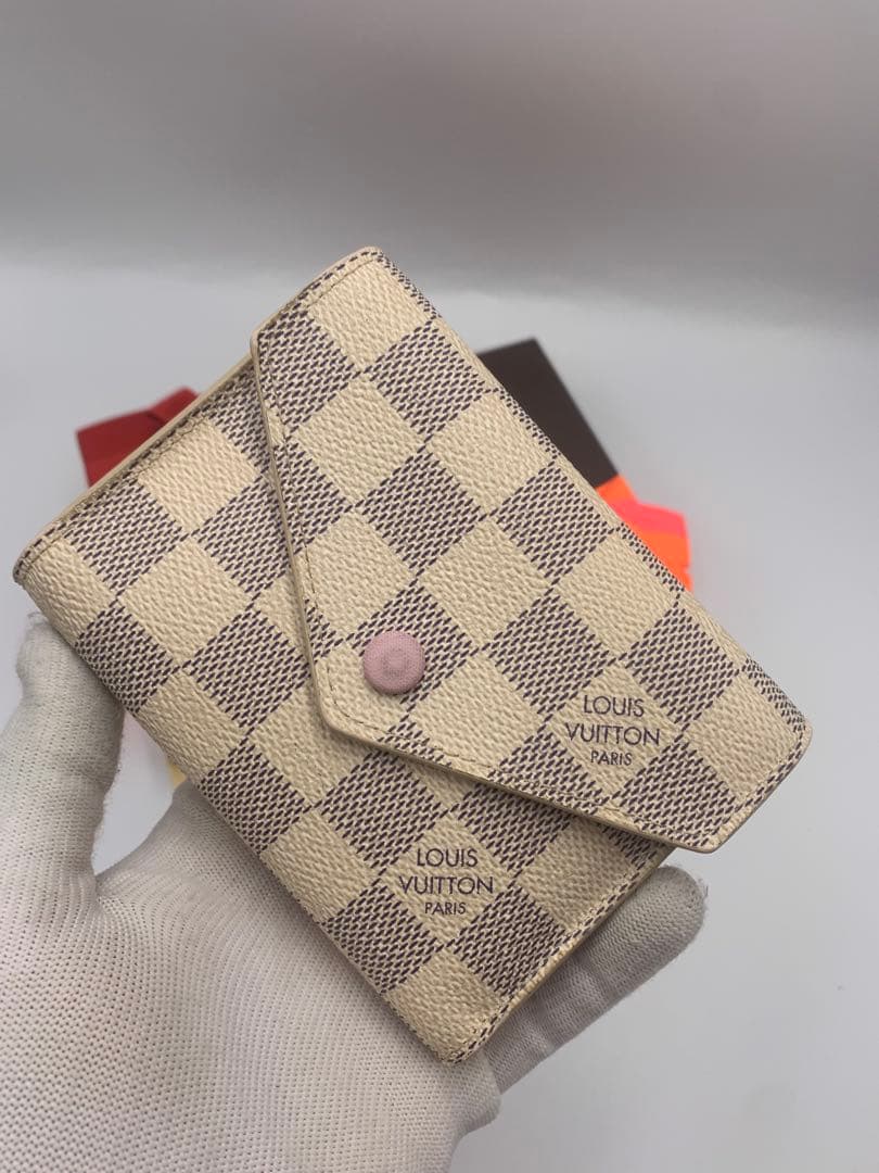 【美品】 ルイヴィトン 財布 ダミエ アズール ヴィクトリーヌ ローズバレリーヌ