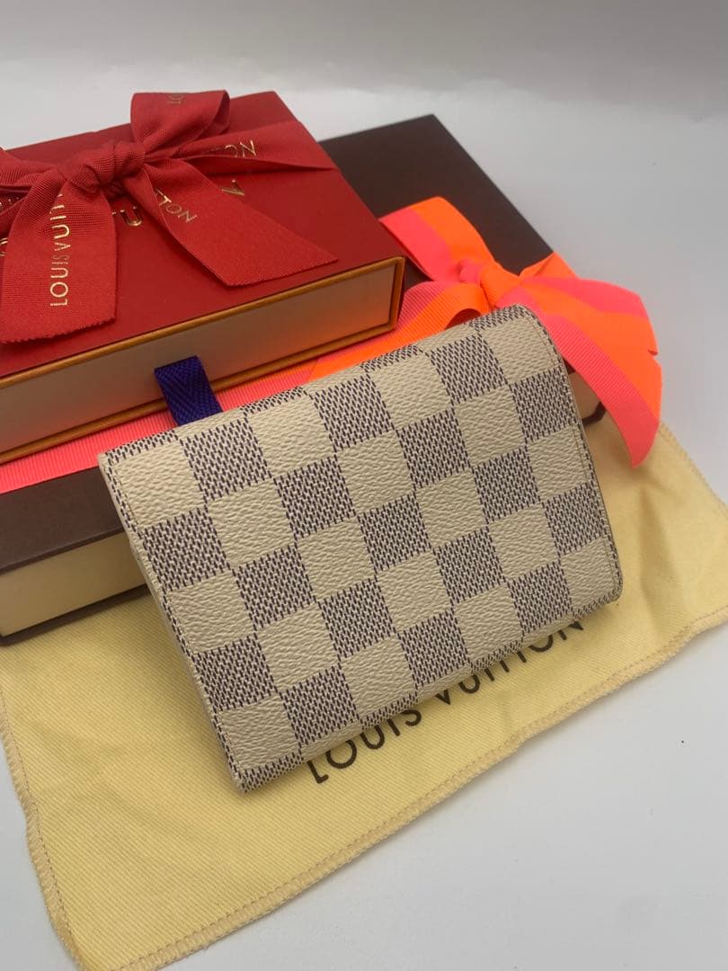 【美品】 ルイヴィトン 財布 ダミエ アズール ヴィクトリーヌ ローズバレリーヌ