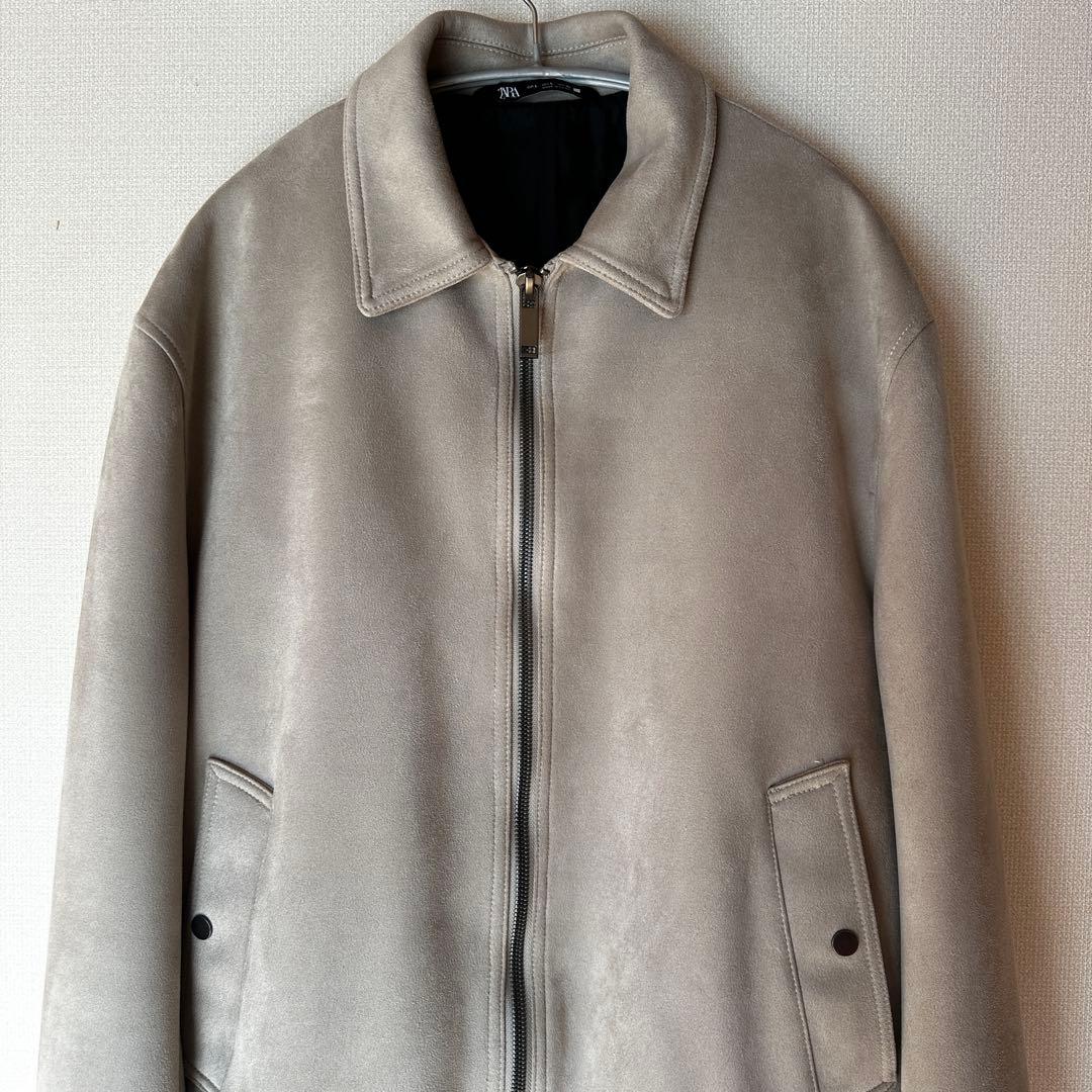 ZARA フェイクスウェードジャケット　ライトグレー　L